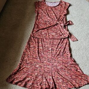Notations 2 Piece matching Midi Skirt And Side Tie Top